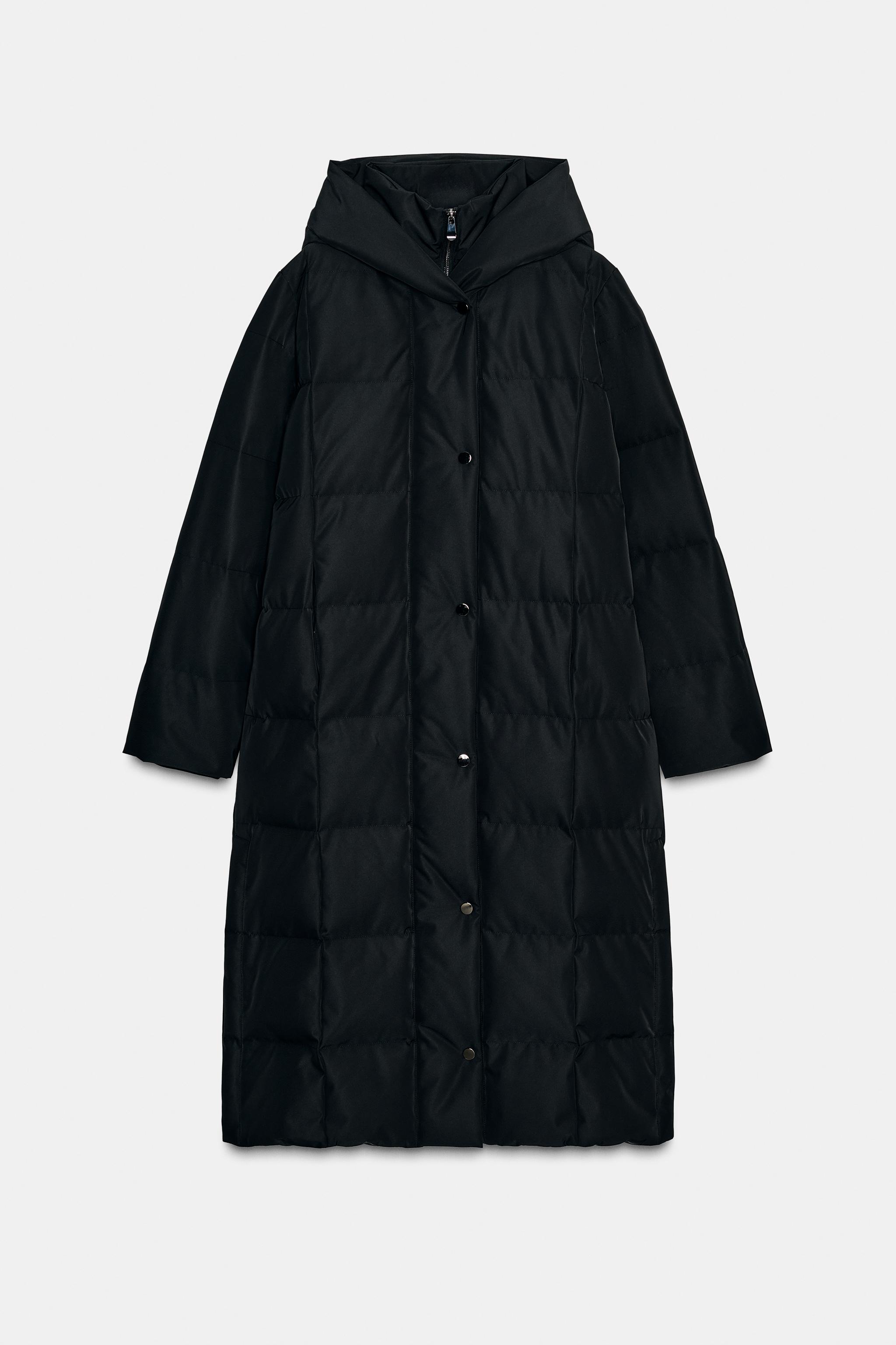 LONG WATER REPELLENT WINDPROOF HOODED DOWN JACKET